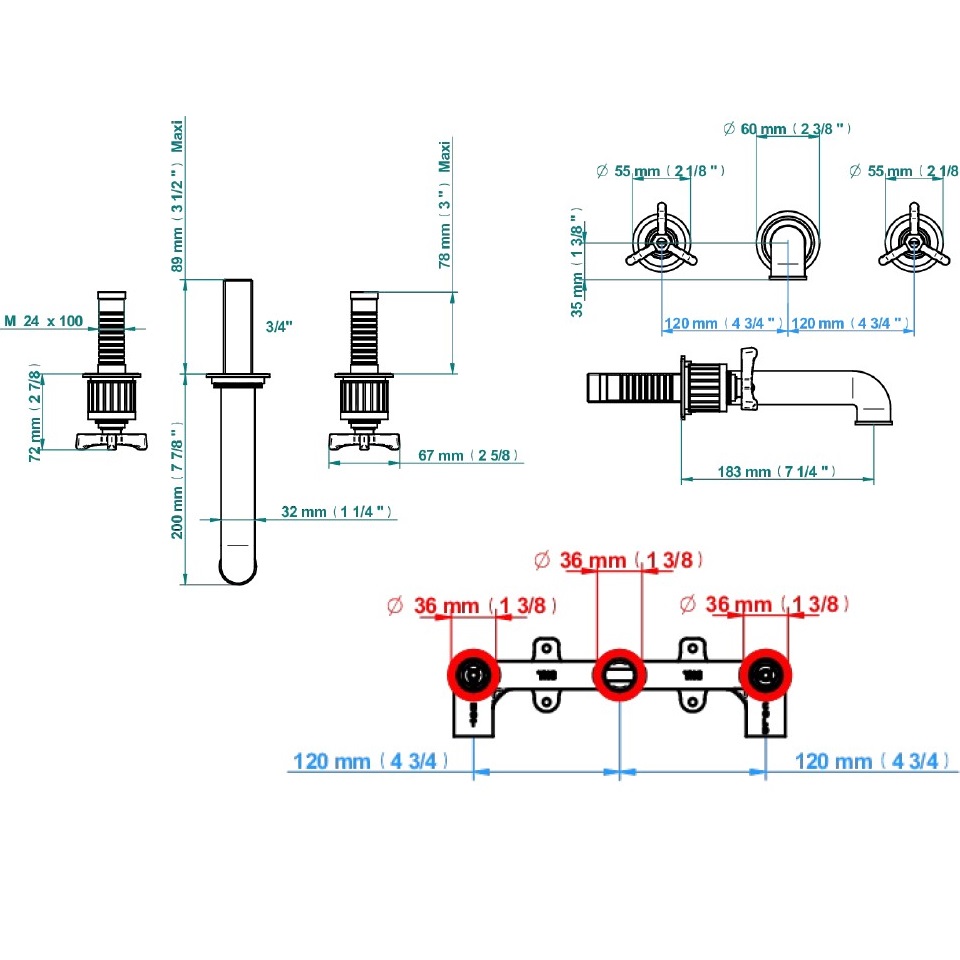 Смеситель для раковины скрытого монтажа THG Hamptons G4R-F01-40GB (золотой), без донного клапана