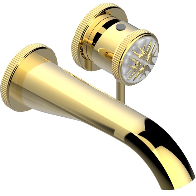 Смеситель для раковины скрытого монтажа THG Hirondelles Gold Stamped A4L-F01-6541B (золотой), без донного клапана