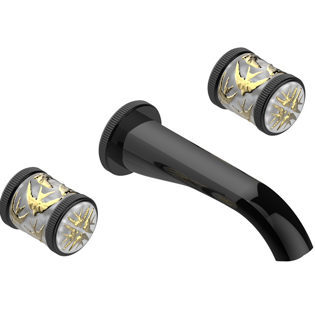 Смеситель для раковины скрытого монтажа THG Hirondelles Platinum Stamped A4L-F33-40GB (бронза, золотой), без донного клапана