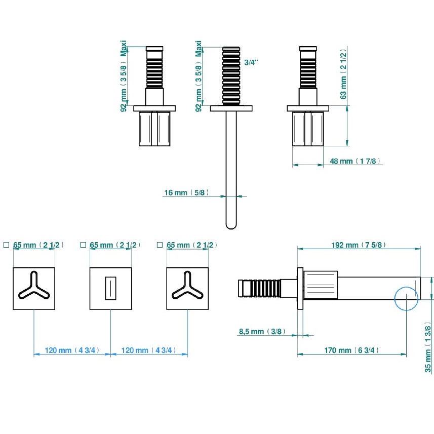 Смеситель для раковины скрытого монтажа THG ICON-X Carbone gold U7S-F01-40GB (золотой)