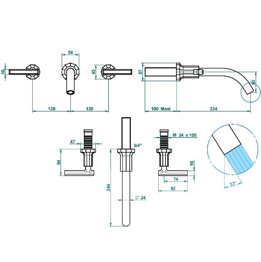 Смеситель для раковины скрытого монтажа THG Les Ondes G8B-C01-40GB (никель)