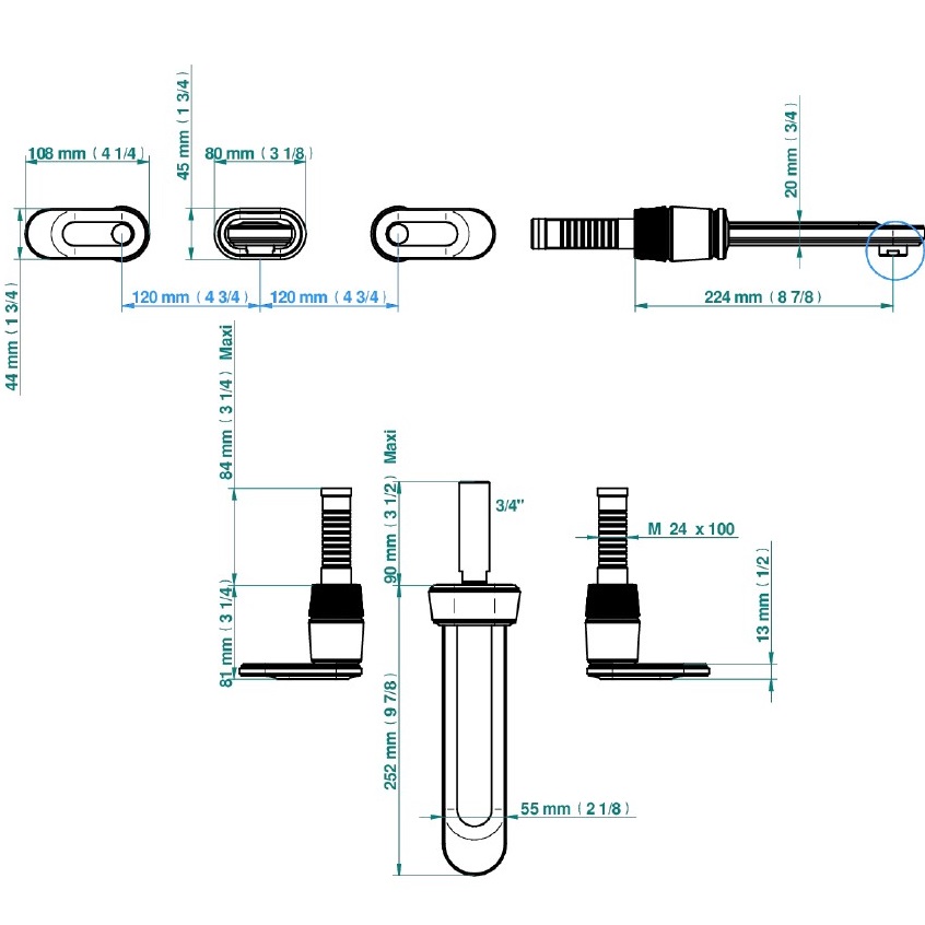 Смеситель для раковины срытого монтажа THG Corvair a manettes Fior di Bosco U8L-F01-40SGB (золотой), без донного клапана