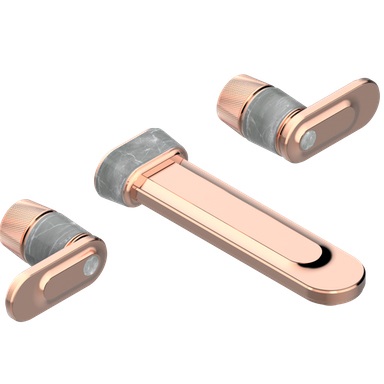 Смеситель для раковины срытого монтажа THG Corvair a manettes Fior di Bosco U8L-H62-40SGB (розовое золото), без донного клапана