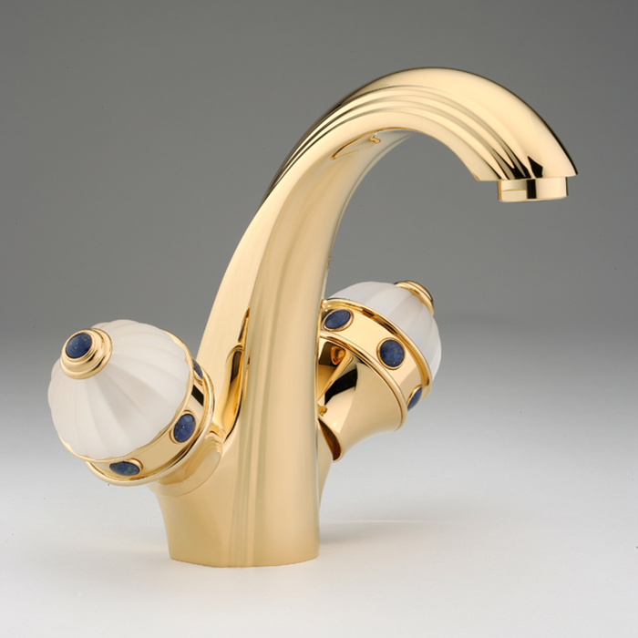 Смеситель для раковины THG Amboise Lapis Lazuli A1K-F01-2155 (золотой, лазурит), с донным клапаном