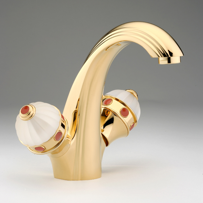 Смеситель для раковины THG Amboise Jaspe rougе A1L-F01-2155 (золотой, красная яшма), с донным клапаном