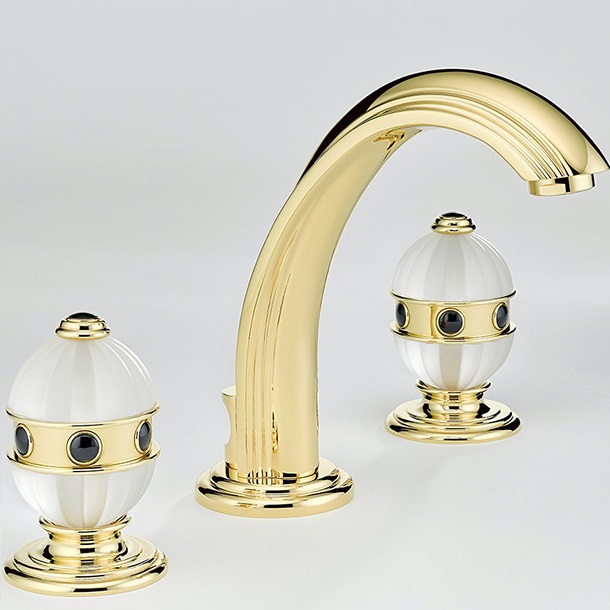 Смеситель для раковины THG Amboise Onyx noir A1M-F01-151 (золотой, оникс), с донным клапаном