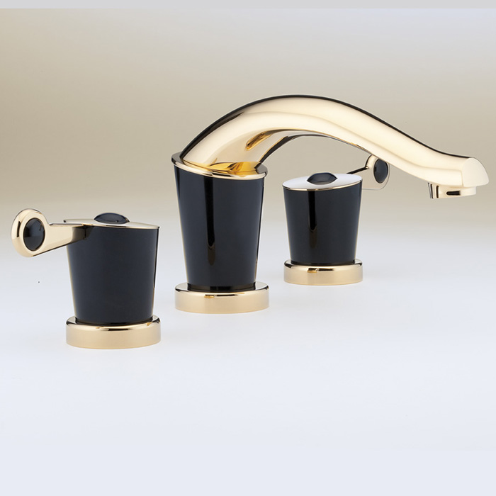 Смеситель для раковины THG Bagatelle pierre noire U3F-F01-151 (золотой, черный), с донным клапаном