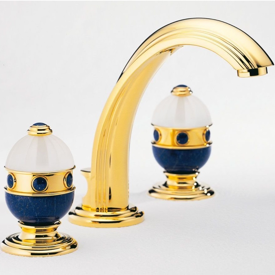 Смеситель для раковины THG Cheverny Lapis Lazuli A1T-F01-151 (золотой, лазурит), с донным клапаном