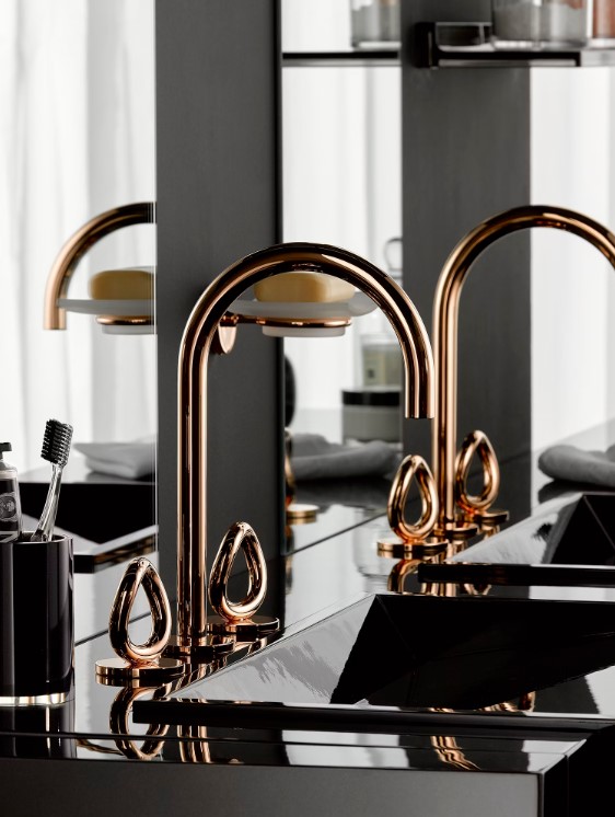 Смеситель для раковины THG Collection O G4P-F30-151 (золотой), с донным клапаном