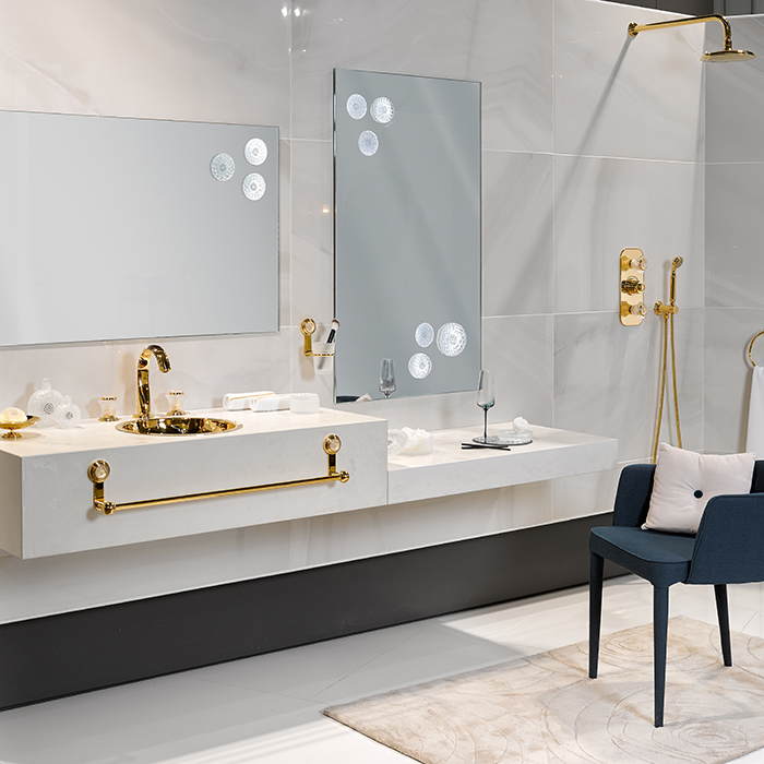 Смеситель для раковины THG Dahlia A41-F01-151 (золотой), с донным клапаном