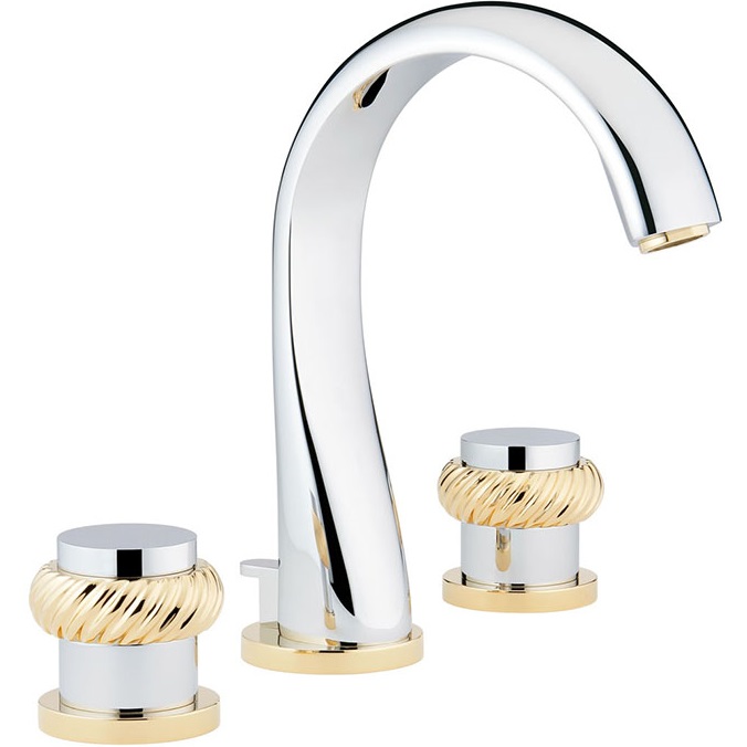 Смеситель для раковины THG Diplomate Roped Rings U4C-G02-151 (хром, золотой), с донным клапаном