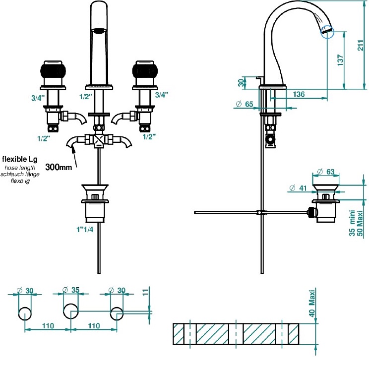 Смеситель для раковины THG Diplomate Royale U4D-F01-151 (золотой), с донным клапаном