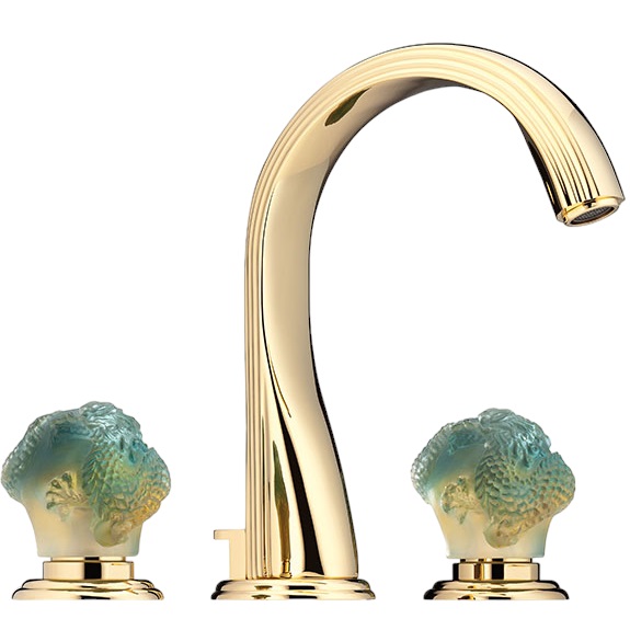 Смеситель для раковины THG Dragon Jade U5H-F01-151 (золотой, зеленый хрусталь), с донным клапаном