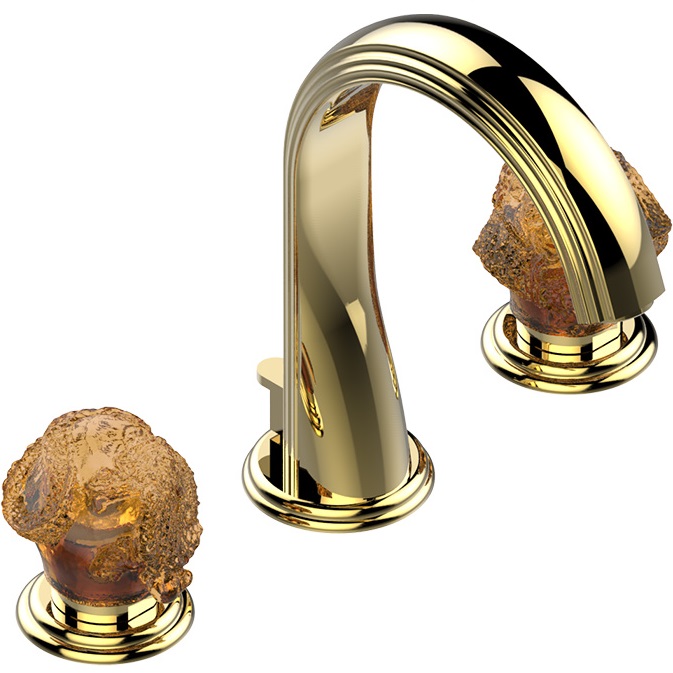 Смеситель для раковины THG Dragon Sun U5D-F01-151LED (золотой, оранжевый хрусталь), с донным клапаном, LED