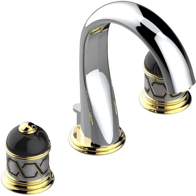 Смеситель для раковины THG Duomo U4E-F05-151 (золотой, хром, никель, хрусталь), с донным клапаном