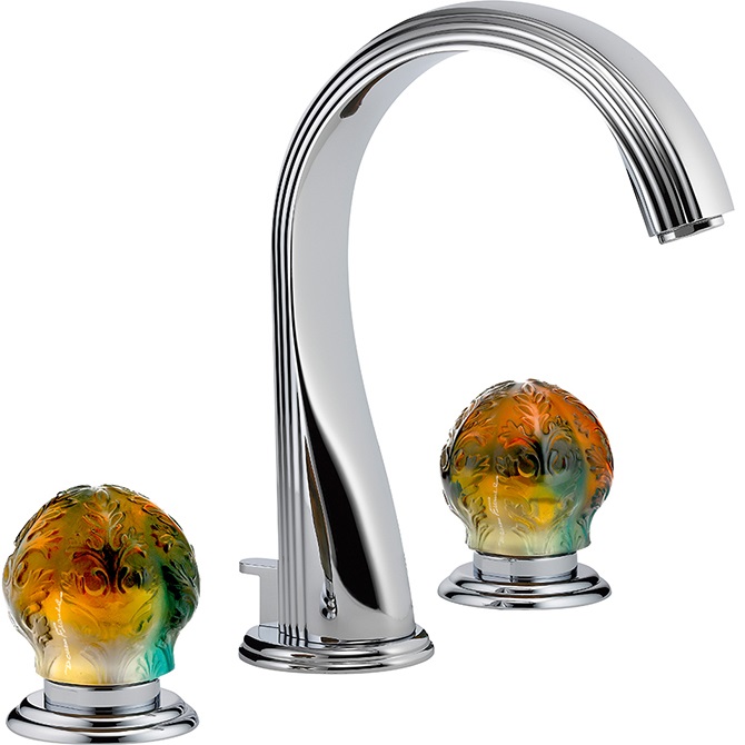 Смеситель для раковины THG Flore U5A-A02-151 (хром, оранжевый хрусталь), с донным клапаном