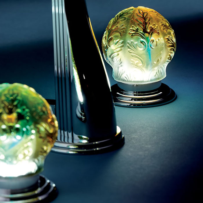 Смеситель для раковины THG Flore U5A-A02-151LED (хром, оранжевый хрусталь), с донным клапаном, LED