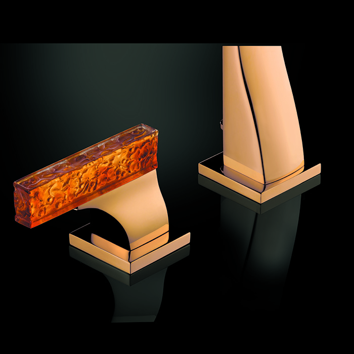 Смеситель для раковины THG Ginkgo U5E-F01-151 (золотой, оранжевый хрусталь), с донным клапаном