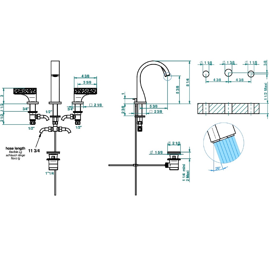 Смеситель для раковины THG Ginkgo U5E-F01-151 (золотой, оранжевый хрусталь), с донным клапаном