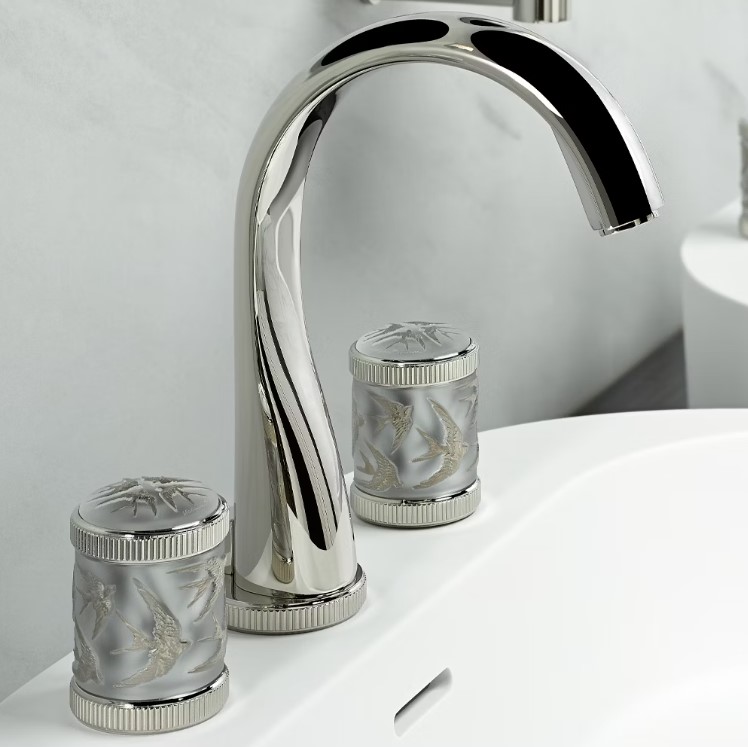 Смеситель для раковины THG Hirondelles Platinum Stamped A4K-B01-151 (никель, платина), с донным клапаном