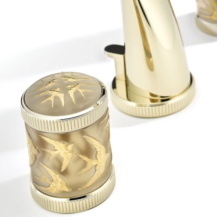 Смеситель для раковины THG Hirondelles Gold Stamped A4L-F30-151 (золотой), с донным клапаном