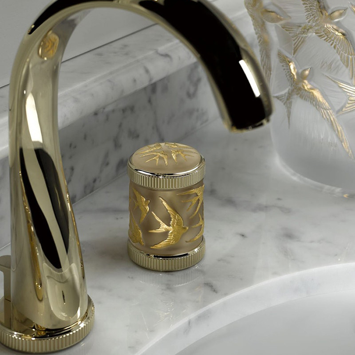 Смеситель для раковины THG Hirondelles Gold Stamped A4L-F30-151 (золотой), с донным клапаном