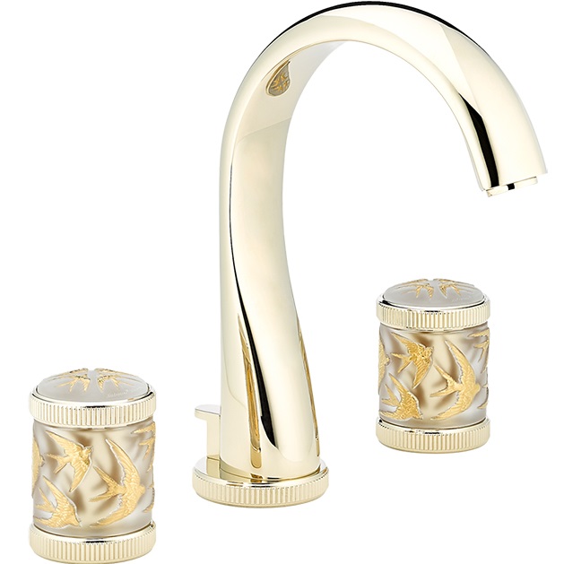 Смеситель для раковины THG Hirondelles Gold Stamped A4L-F30-151 (золотой), с донным клапаном