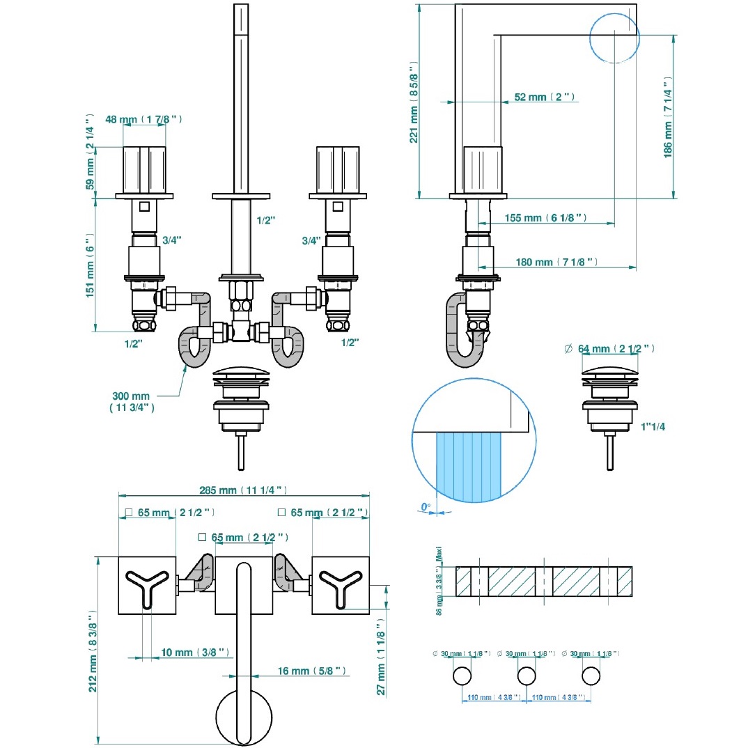 Смеситель для раковины THG ICON-X Carbone gold U7S-F01-151 (золотой), с донным клапаном