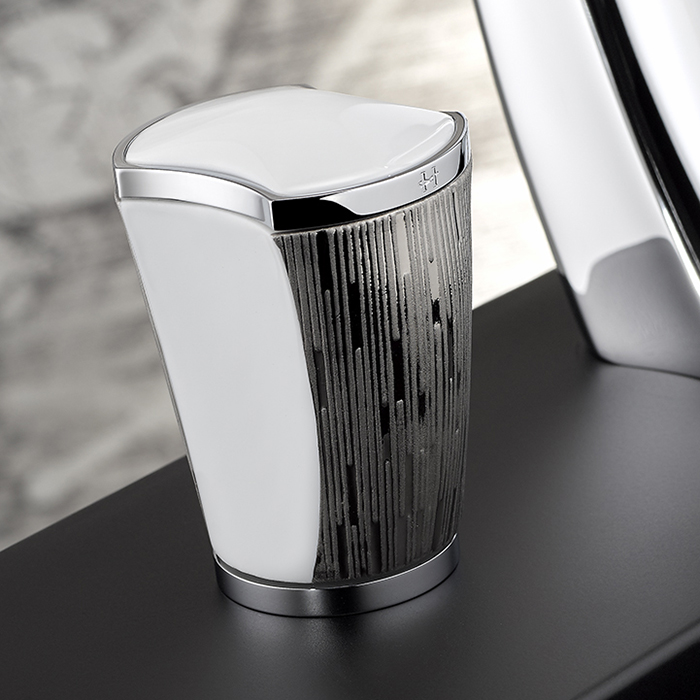 Смеситель для раковины THG Infini white porcelain with platinum U2E-A02-151 (хром, белый, платина), с донным клапаном