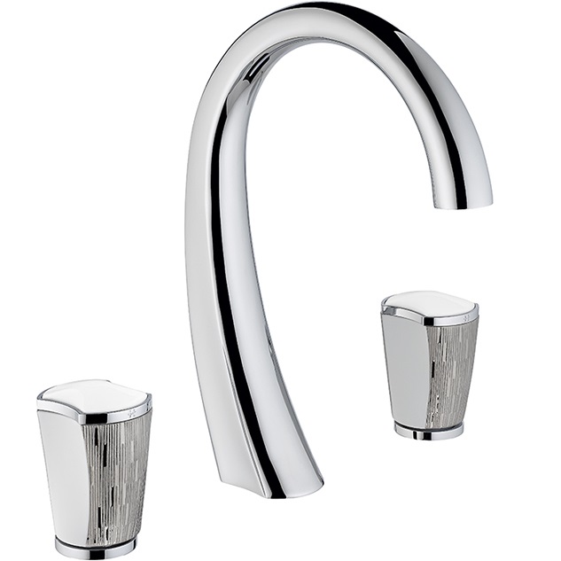 Смеситель для раковины THG Infini white porcelain with platinum U2E-A02-151 (хром, белый, платина), с донным клапаном