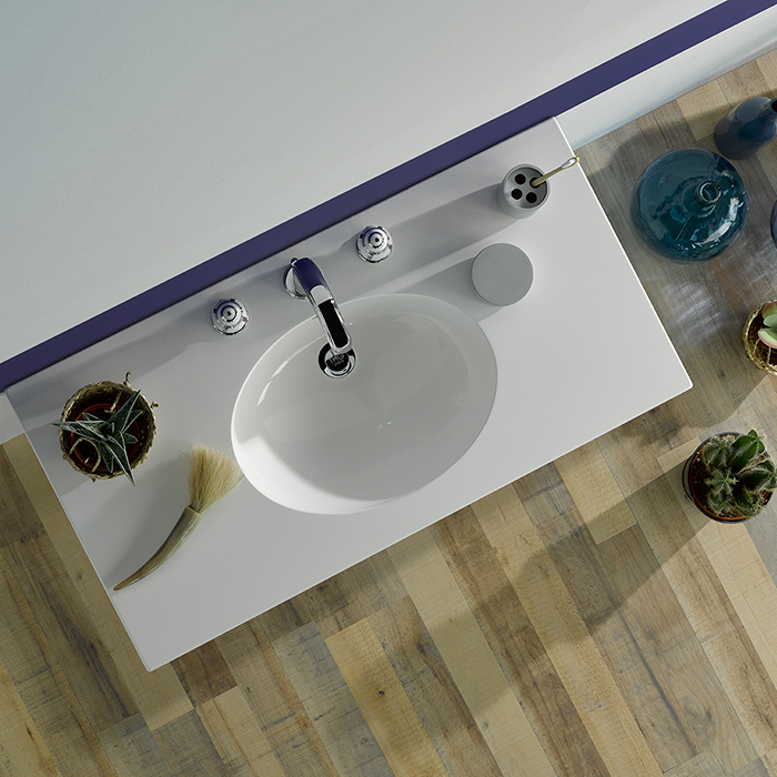 Смеситель для раковины THG Ithaque decor platine A7B-A02-151 (хром, платина, белый фарфор), с донным клапаном