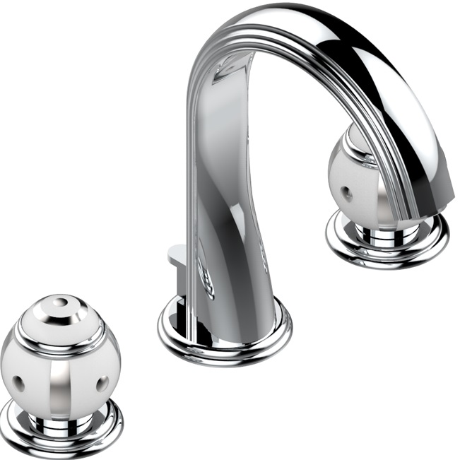 Смеситель для раковины THG Ithaque decor platine A7B-A02-151 (хром, платина, белый фарфор), с донным клапаном