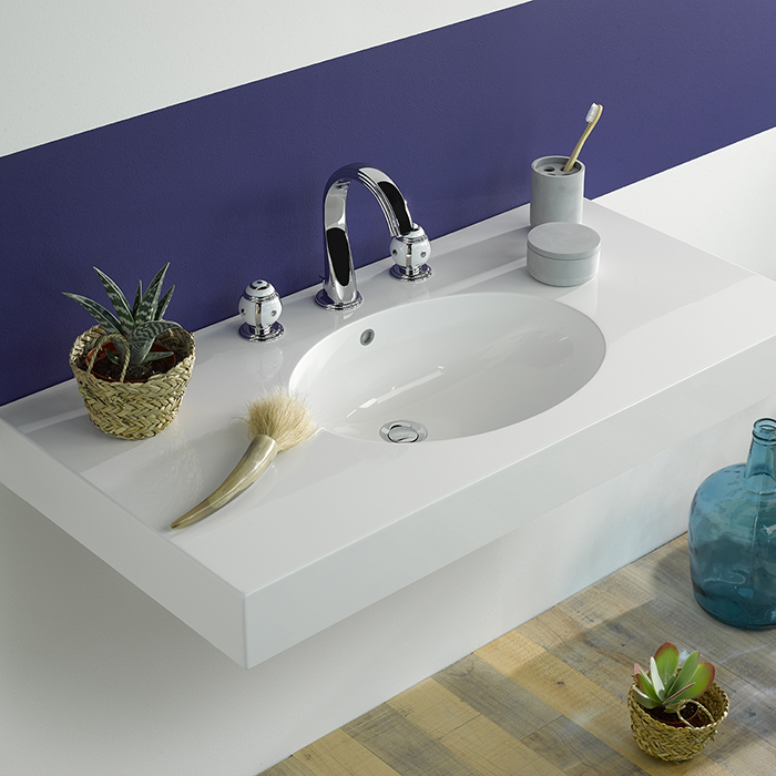 Смеситель для раковины THG Ithaque decor platine A7B-A02-151 (хром, платина, белый фарфор), с донным клапаном