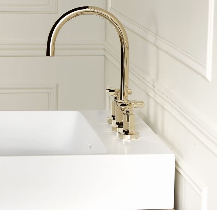 Смеситель для раковины THG Les Ondes G8A-F31-151 (золотой), с донным клапаном