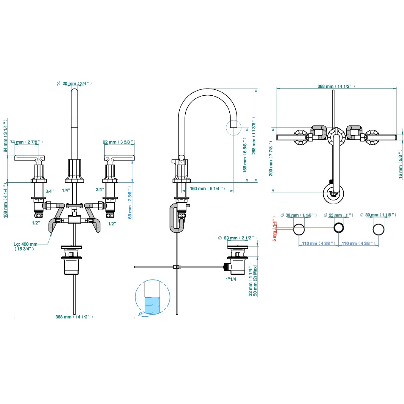 Смеситель для раковины THG Les Ondes G8B-С01-151 (никель), с донным клапаном