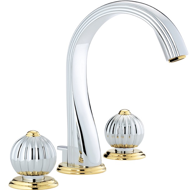 Смеситель для раковины THG Mandarine Cristallia Metal U1A-G02-151 (хром, золотой), с донным клапаном