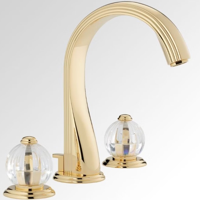 Смеситель для раковины THG Mandarine Cristallia Diamant U1D-F01-151 (золотой), с донным клапаном