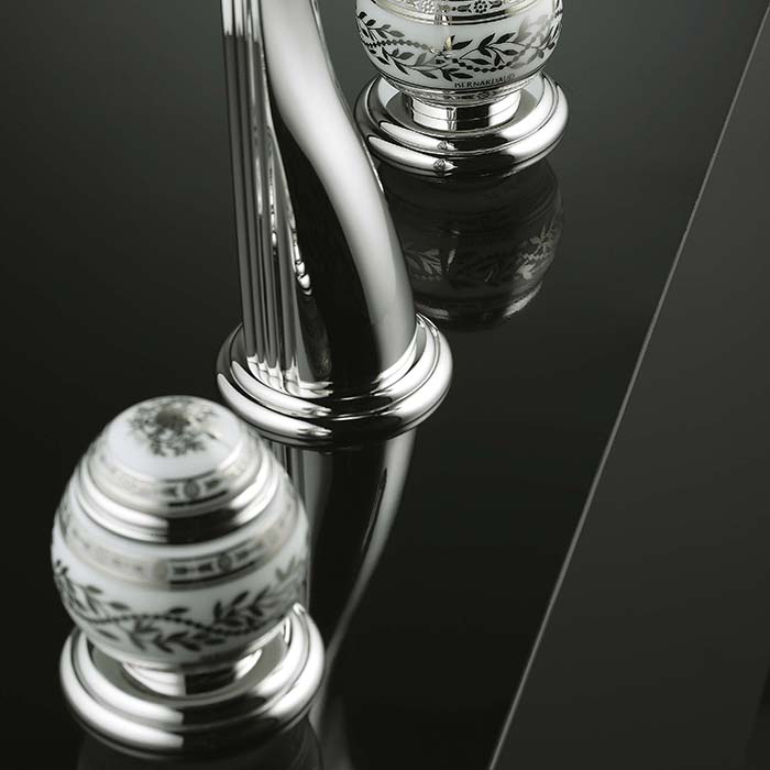 Смеситель для раковины THG Marquise porcelaine blanche A7G-A02-151 (хром, платина, белый фарфор), с донным клапаном