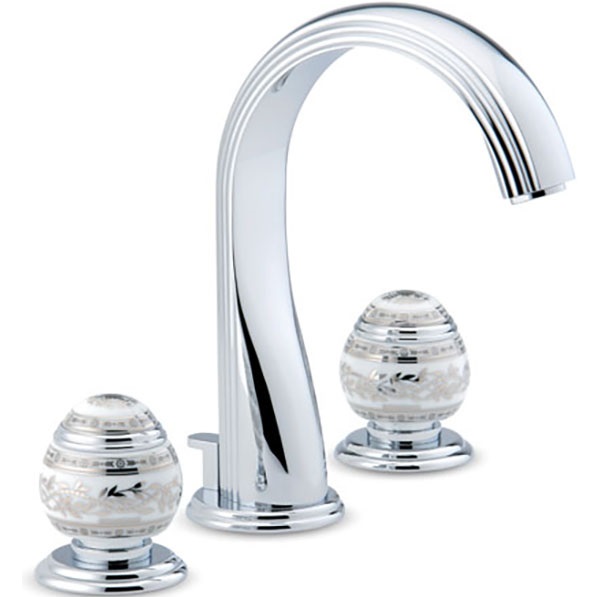 Смеситель для раковины THG Marquise porcelaine blanche A7G-A02-151 (хром, платина, белый фарфор), с донным клапаном