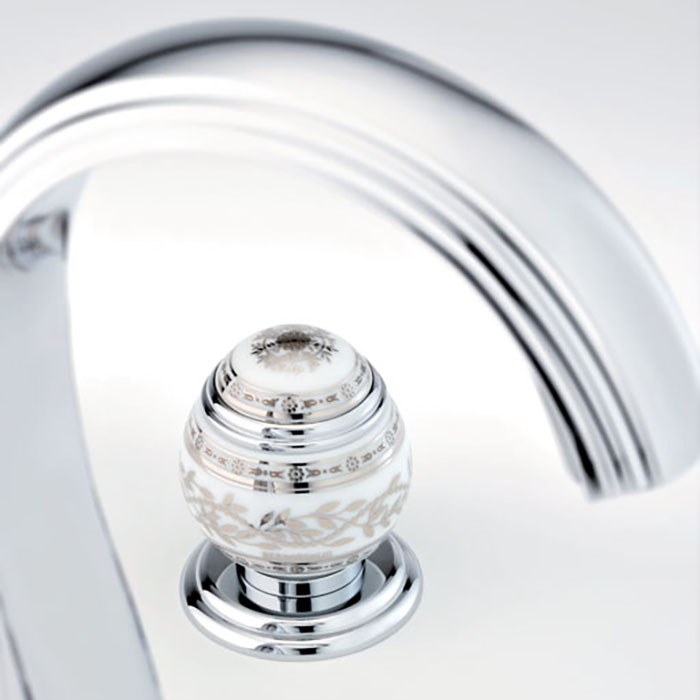 Смеситель для раковины THG Marquise porcelaine blanche A7G-A02-151 (хром, платина, белый фарфор), с донным клапаном