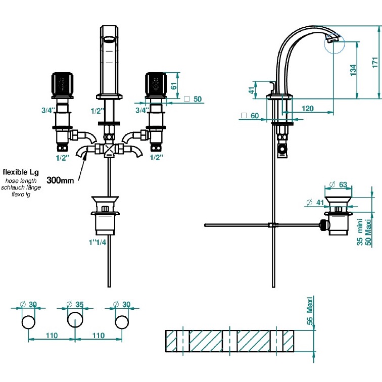 Смеситель для раковины THG Metropolis cristal clair A2A-A02-151 (хром, прозрачный хрусталь), с донным клапаном