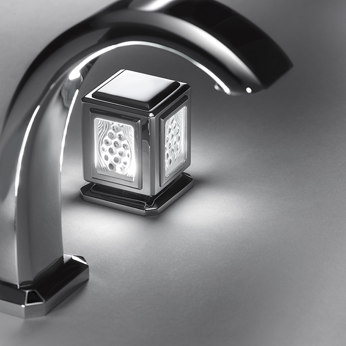 Смеситель для раковины THG Metropolis cristal clair A2A-A02-151LED (хром, прозрачный хрусталь), с донным клапаном, с LED