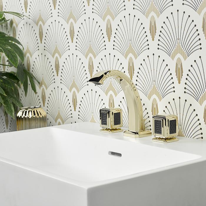 Смеситель для раковины THG Metropolis Cristal Noir A2L-F30-151 (золотой, черный), с донным клапаном