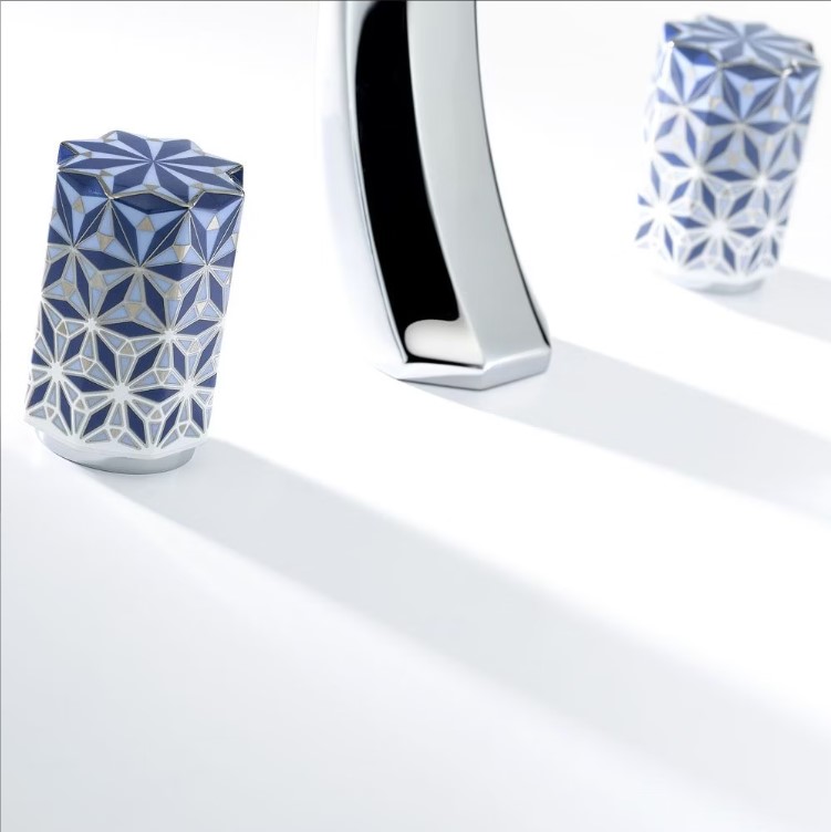 Смеситель для раковины THG Nihal Porcelaine Bleue U2L-A02-151 (хром, синий), с донным клапаном