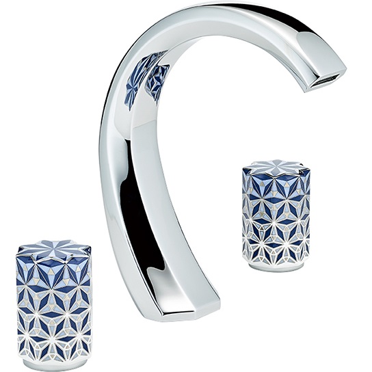 Смеситель для раковины THG Nihal Porcelaine Bleue U2L-A02-151 (хром, синий), с донным клапаном