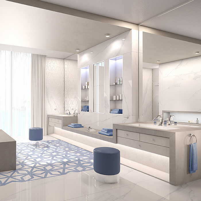 Смеситель для раковины THG Nihal Porcelaine Bleue U2L-A02-151 (хром, синий), с донным клапаном