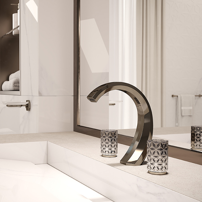 Смеситель для раковины THG Nihal Porcelaine Ivoire U2P-D24-151 (никель, черный никель), с донным клапаном