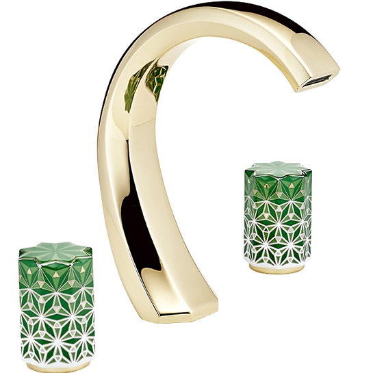 Смеситель для раковины THG Nihal Porcelaine Verte U2R-F30-151 (золотой, зеленый), с донным клапаном