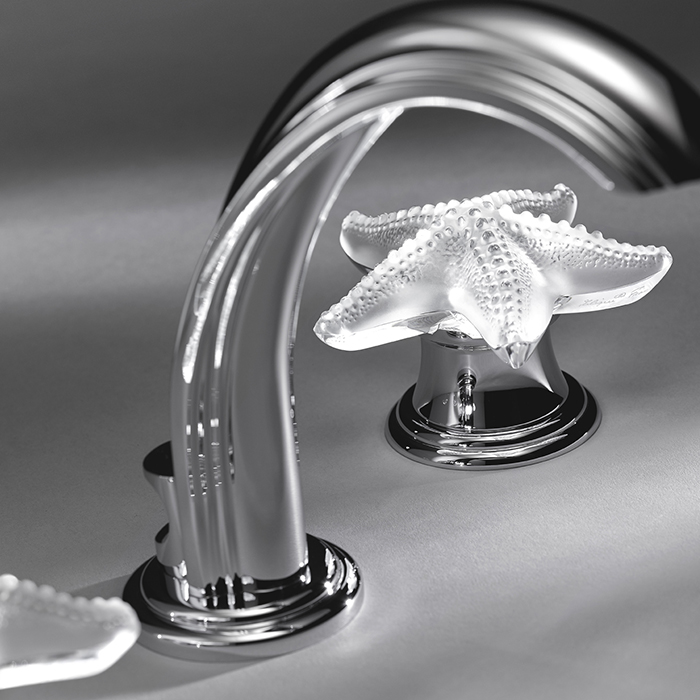 Смеситель для раковины THG Oceania A2C-A02-151LED (хром, прозрачный хрусталь), с донным клапаном, с LED