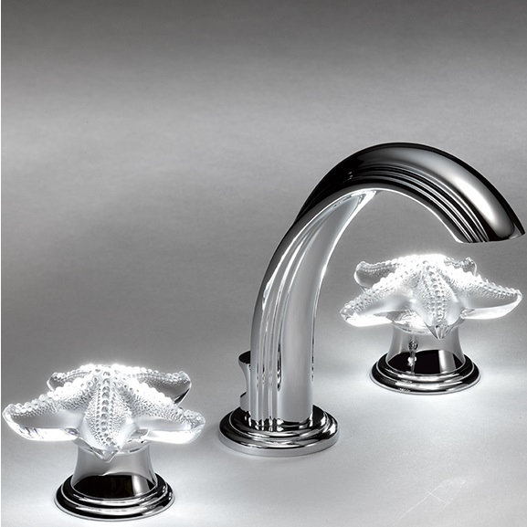 Смеситель для раковины THG Oceania A2C-A02-151LED (хром, прозрачный хрусталь), с донным клапаном, с LED